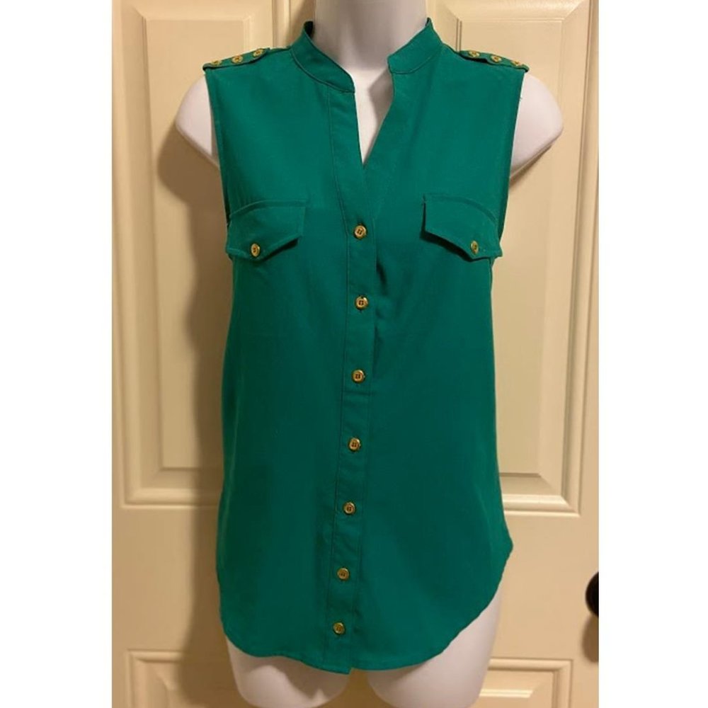 Green Button Down Flowy Tank